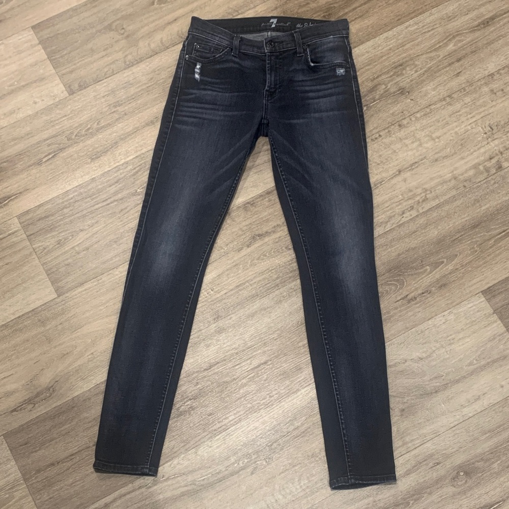 7 For All Mankind Men's Black Skinny Jeans